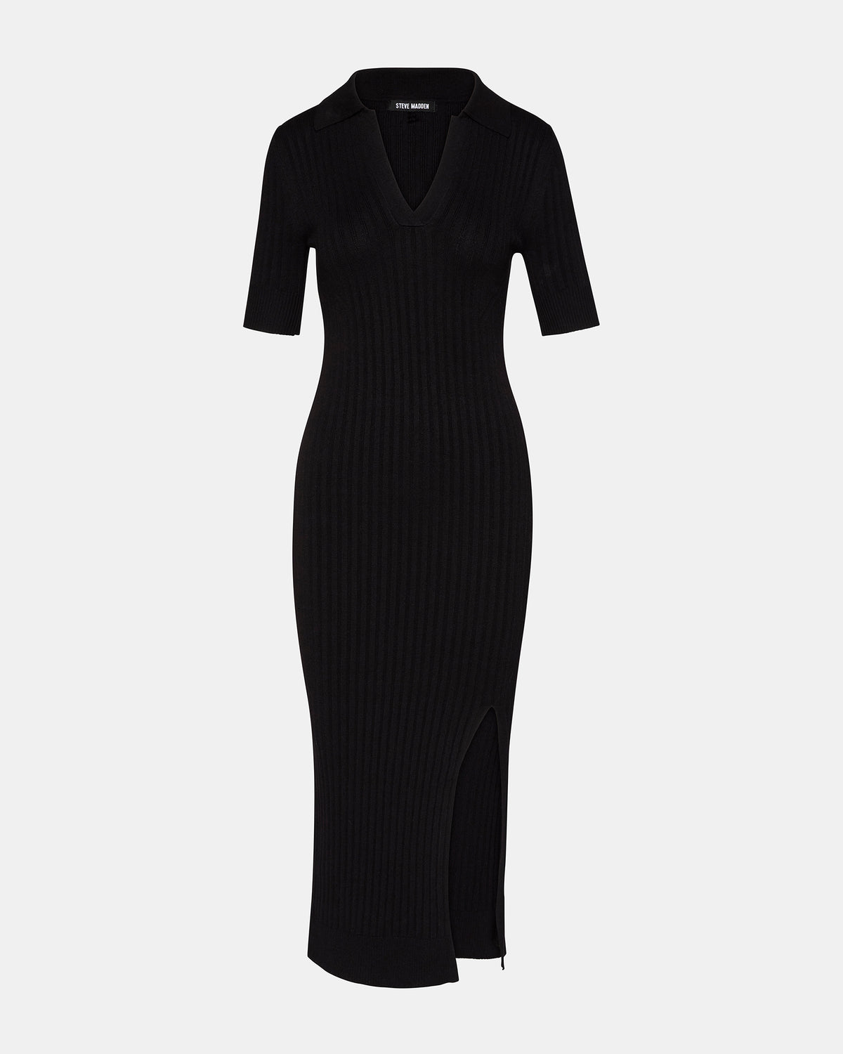 LINDY Dress Black | Collared Midi Dress | Steve Madden New