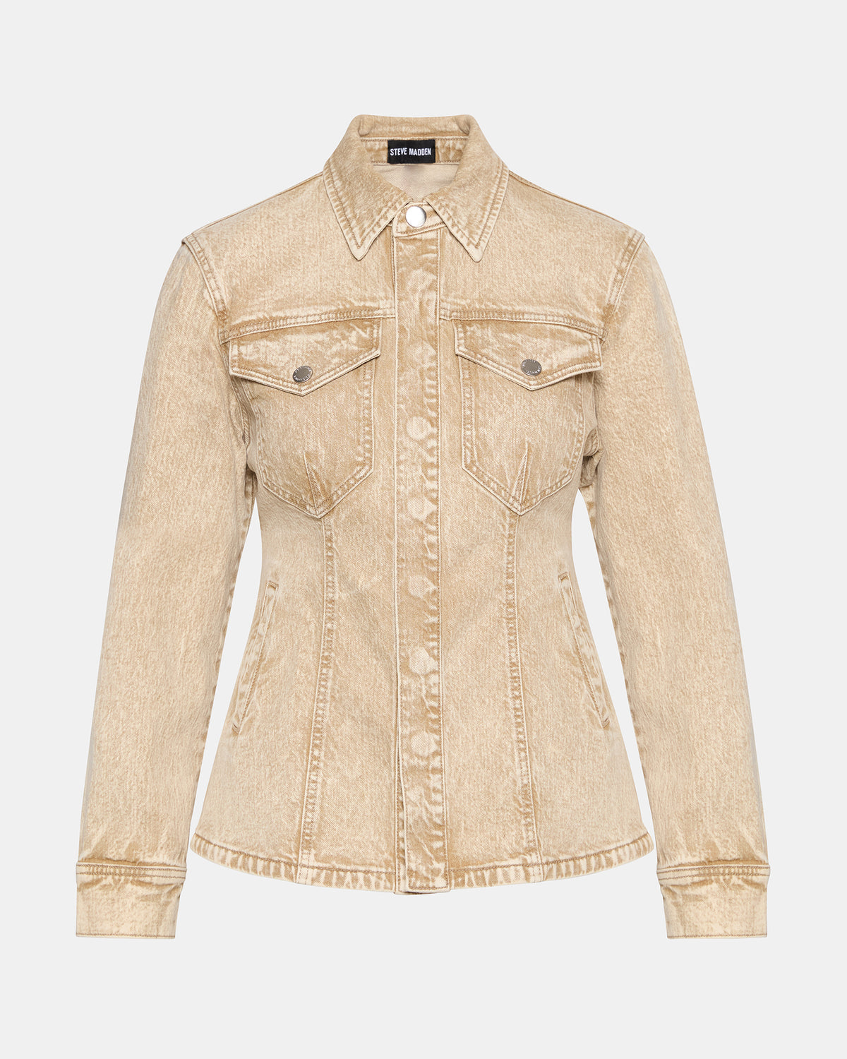 PARC Cafe Au Lait Long-Sleeved Button-Up Denim Women's Jacket | Steve Madden Premium