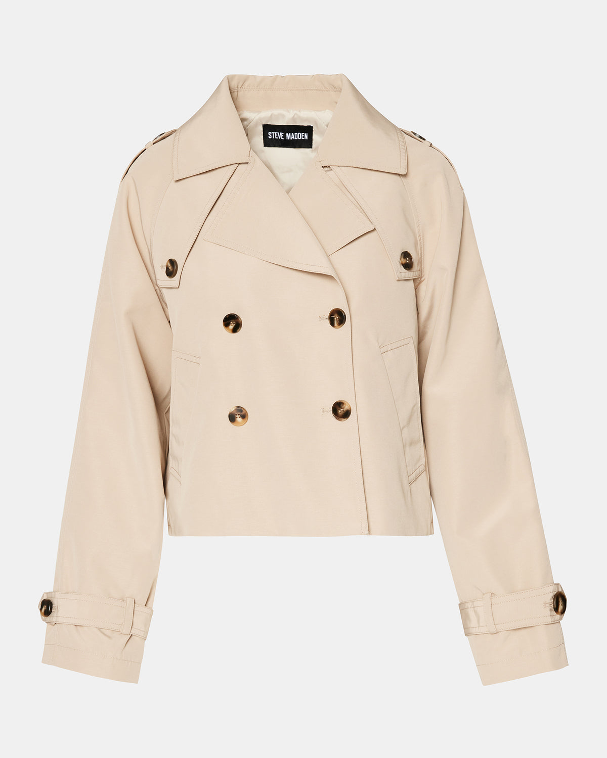 SIRUS Khaki Women's Cropped Denim Trench Coat | Steve Madden Premium