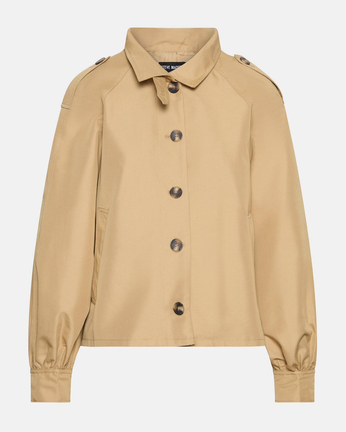 KAYLEE Medium Khaki Long-Sleeved Button-Up Women's Jacket | Steve Madden Recommended