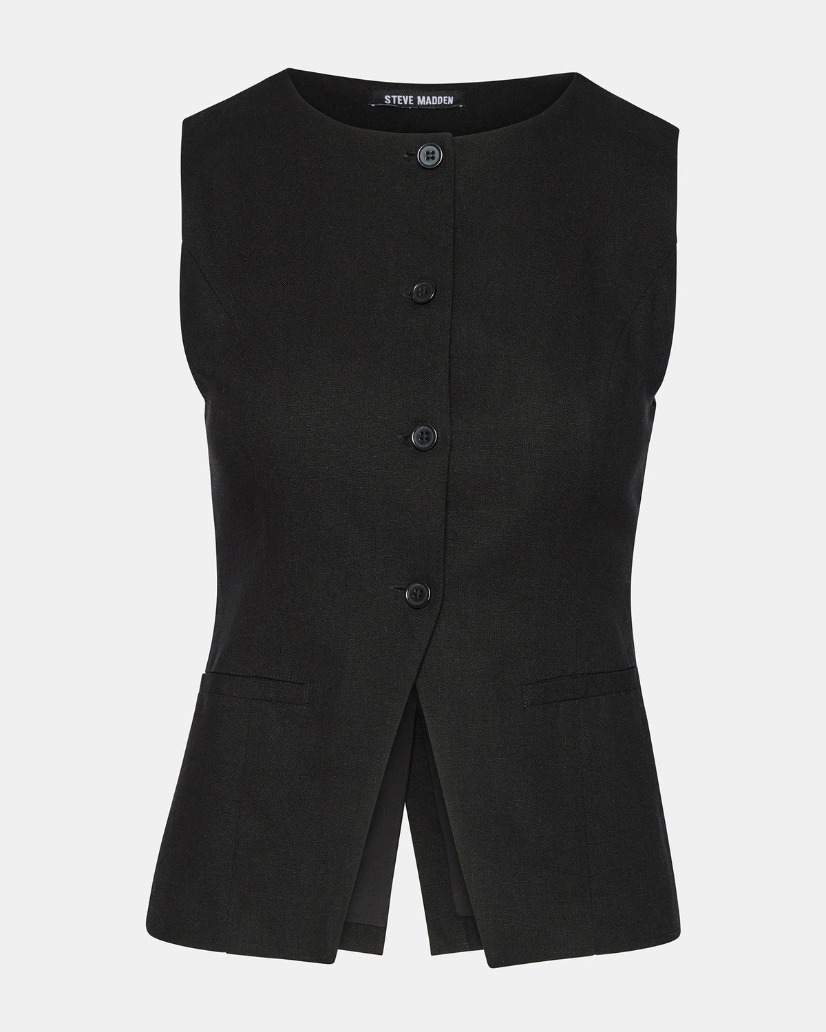 WESLEY Top Black Button-Up Vest Top | Steve Madden Top Pick