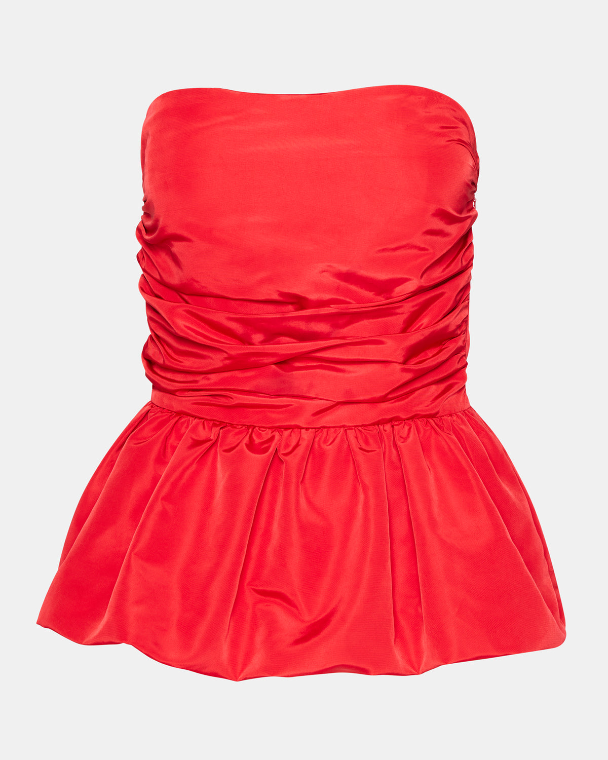 AMARI Top Red | Women's Bubble-Hem Taffeta Strapless Top | Steve Madden Special Offer