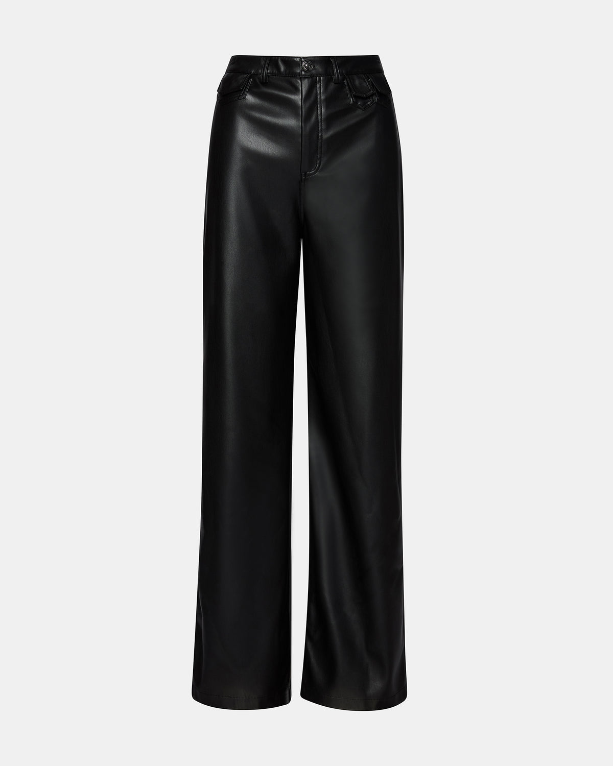 GERALDINE Black Faux Leather Straight-Leg Women's Pants | Steve Madden Recommended