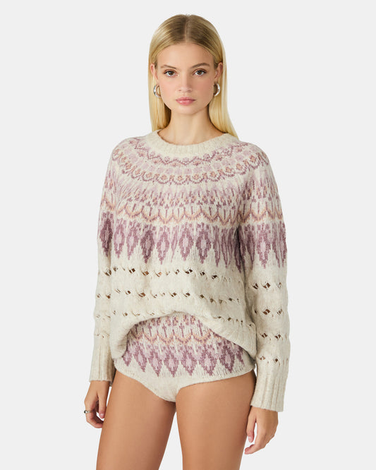 SUZETTE Multi Women's Fair Isle Long-Sleeved Pullover Sweater | Steve Madden Everyday