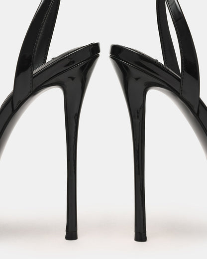 JEZZICA Black Patent Platform Stiletto Ankle Strap Women's Heel | Steve Madden Deals