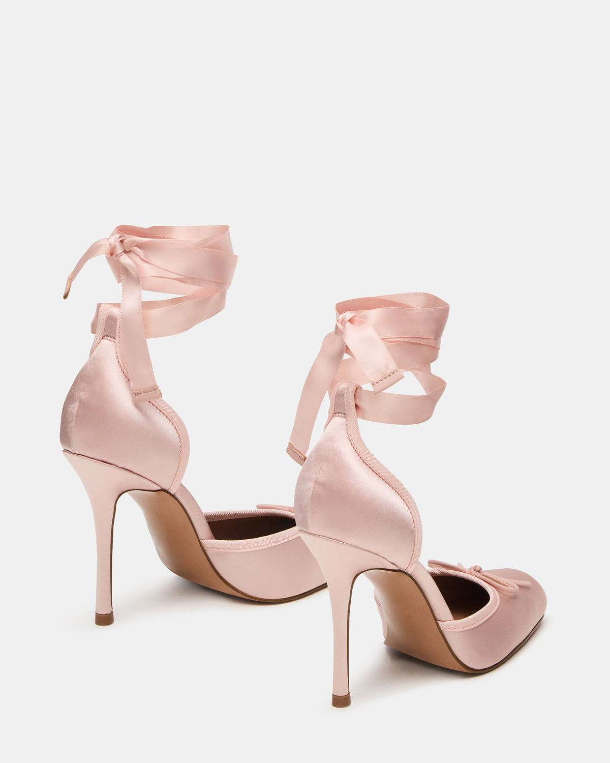 LARINA Pink Satin Square-Toe Stiletto Pump Lace-Up Women's Heel | Steve Madden Premium