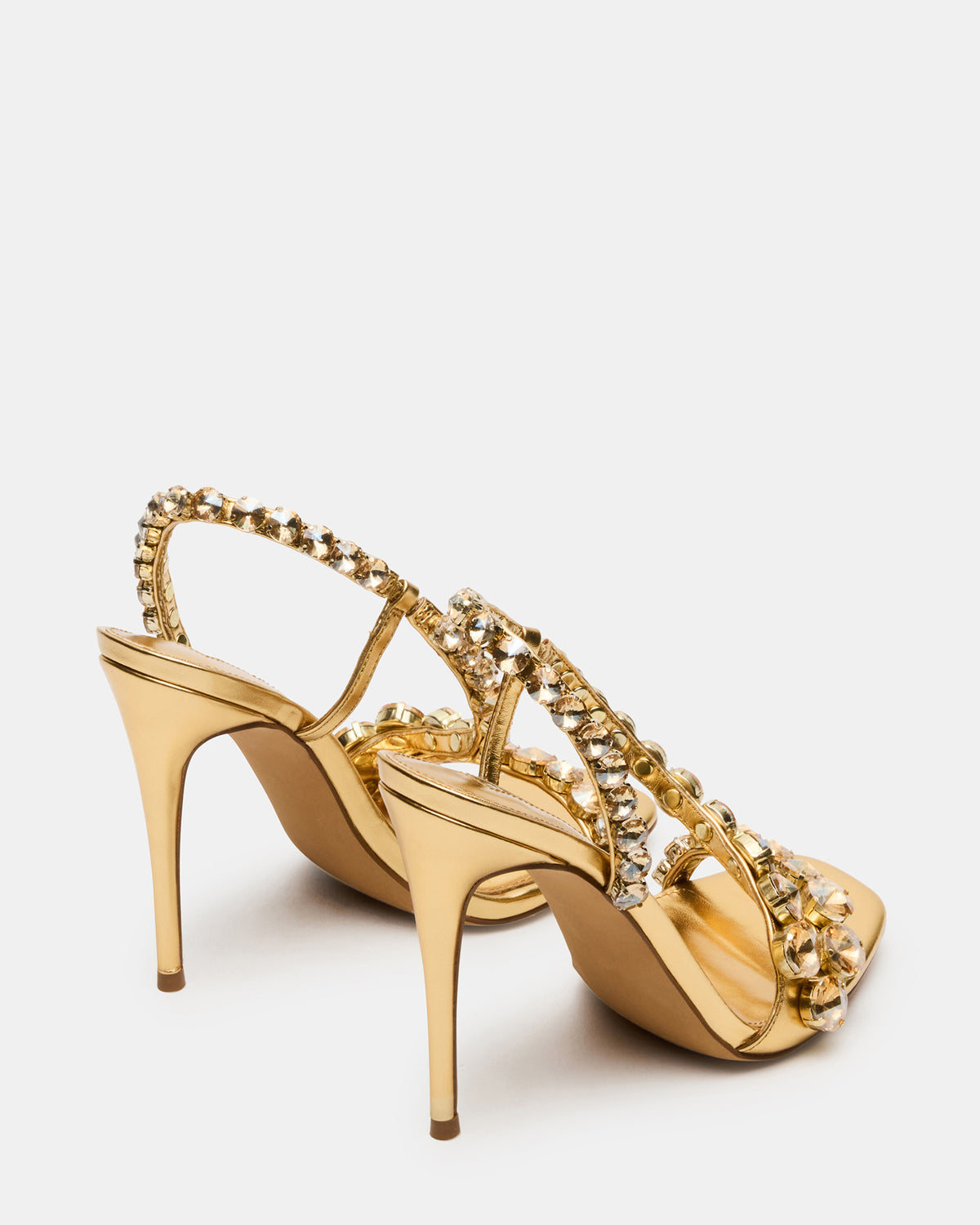 NYLIE Gold Multi Strappy Square-Toe Embellished Women's Heel | Steve Madden Discount