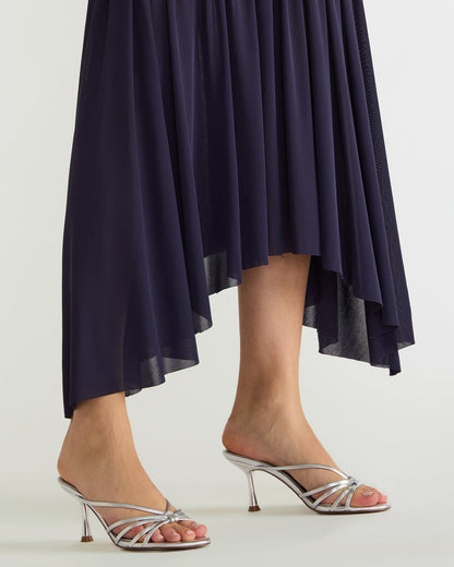 EDNA Silver Leather Strappy Mule Women's Heel | Steve Madden Sale