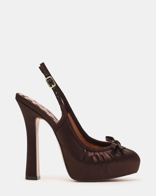 SOFIE Brown Satin Bow Slingback Platform Women's Heel | Steve Madden New