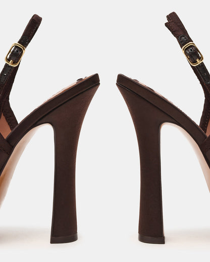SOFIE Brown Satin Bow Slingback Platform Women's Heel | Steve Madden New