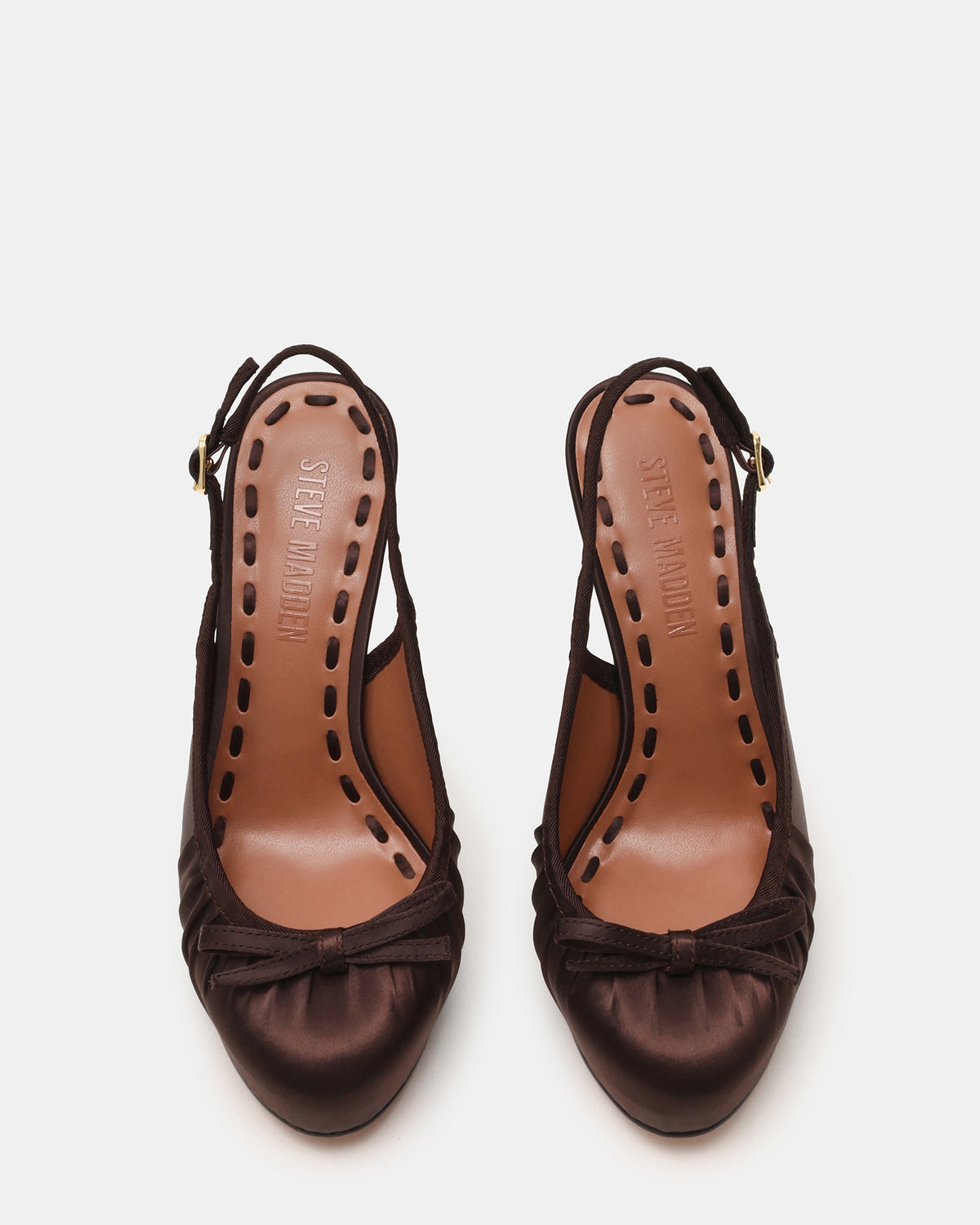 SOFIE Brown Satin Bow Slingback Platform Women's Heel | Steve Madden New