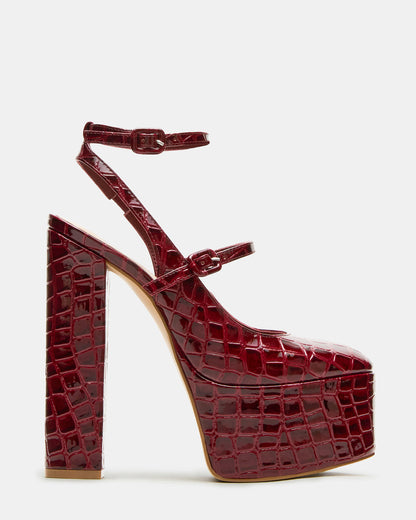 SCOTLYN Red Crocodile Women's Platform Block Heel | Steve Madden New