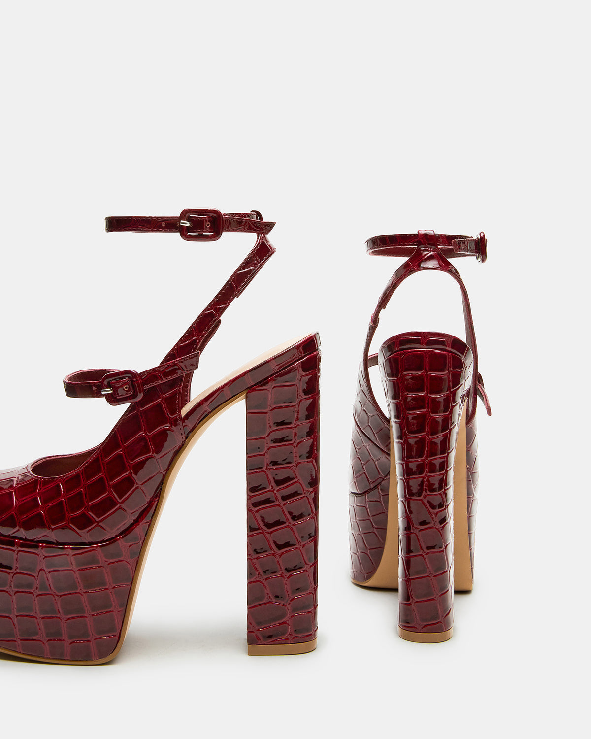 SCOTLYN Red Crocodile Women's Platform Block Heel | Steve Madden New