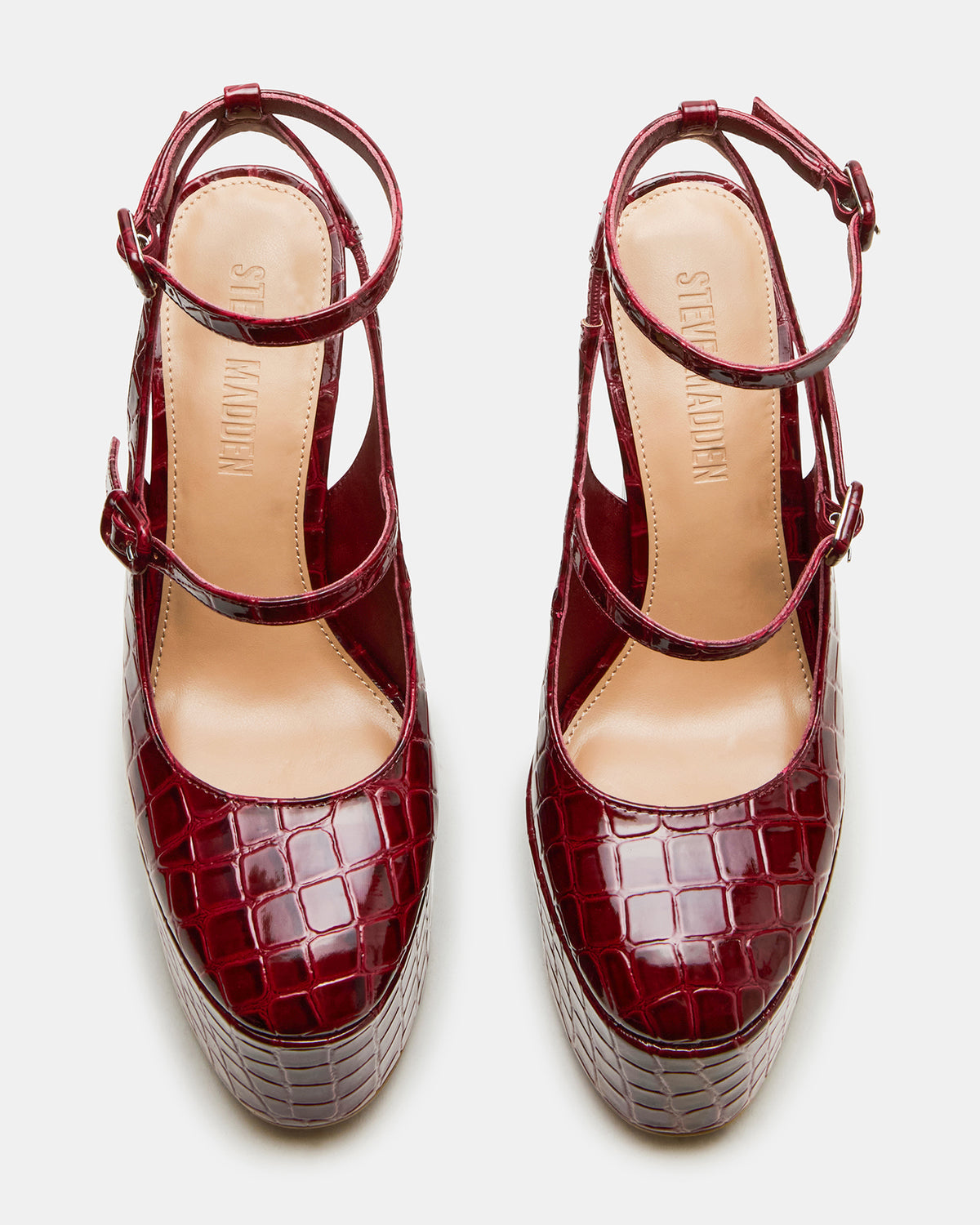 SCOTLYN Red Crocodile Women's Platform Block Heel | Steve Madden New