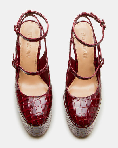 SCOTLYN Red Crocodile Women's Platform Block Heel | Steve Madden New