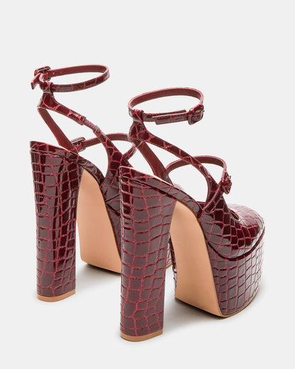 SCOTLYN Red Crocodile Women's Platform Block Heel | Steve Madden New