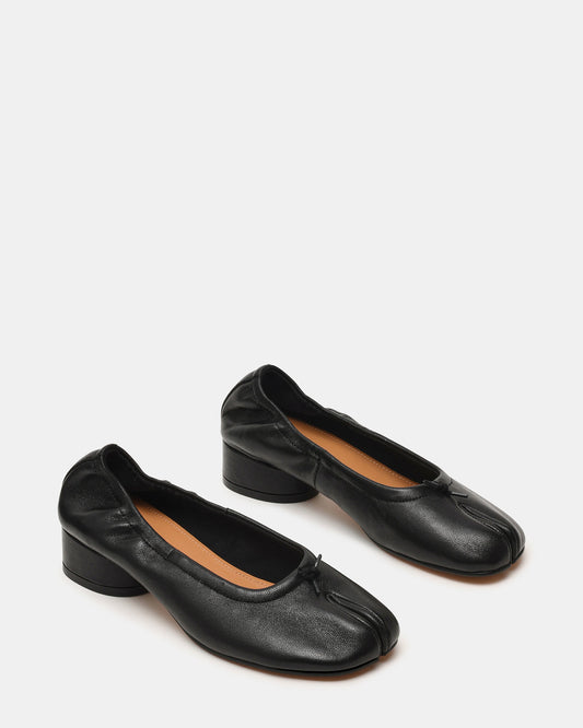 CYRA Black Leather Split Toe Tabi Women's Heel | Steve Madden Discount