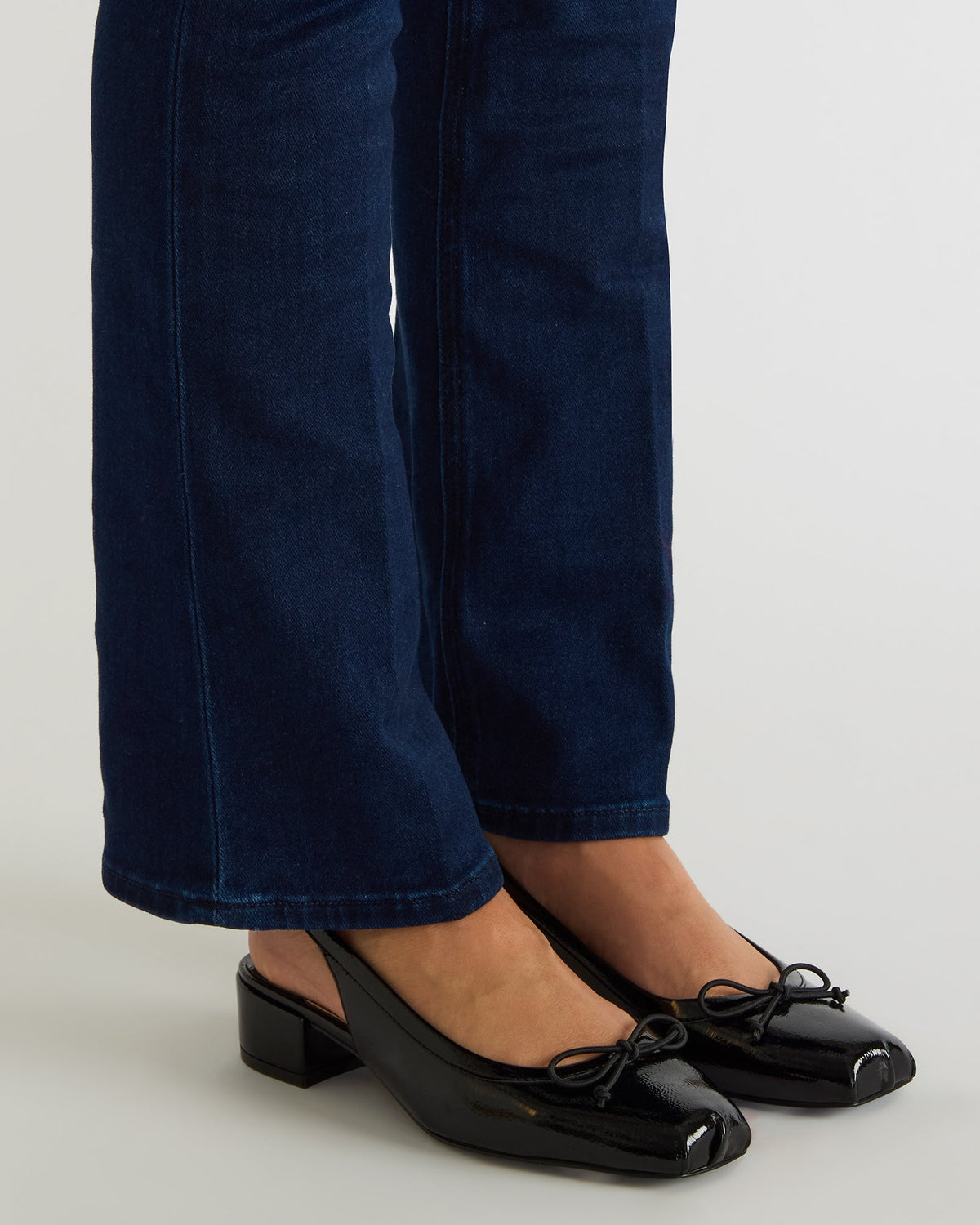 LOVED Black Crinkle Patent Square-Toe Slingback Ballet Women's Heel | Steve Madden New
