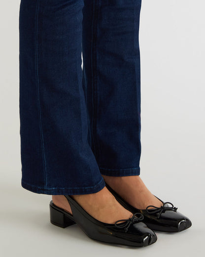 LOVED Black Crinkle Patent Square-Toe Slingback Ballet Women's Heel | Steve Madden New