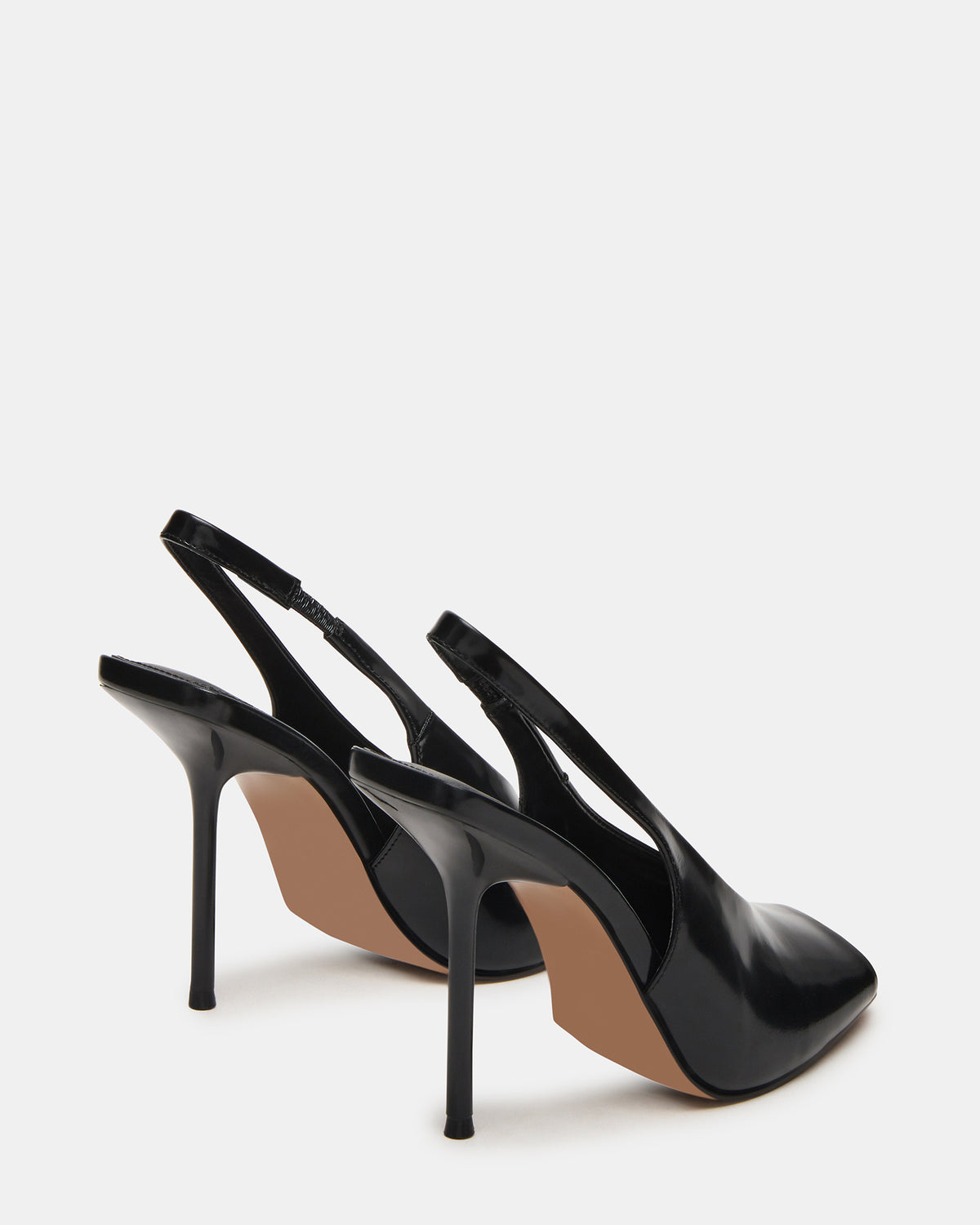 LUCIAN Black Leather Square-Toe Peep-Toe Slingback Women's Heel | Steve Madden Essential