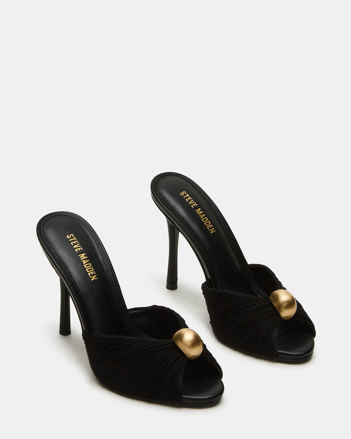 PRIYA Black/Gold Mule Women's Heel | Steve Madden Essential