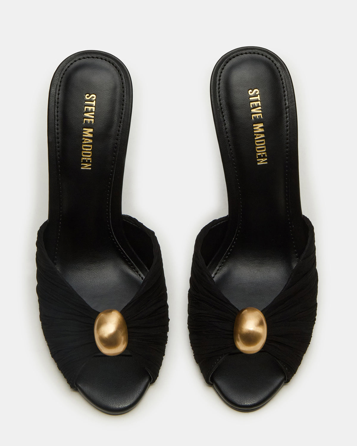 PRIYA Black/Gold Mule Women's Heel | Steve Madden Essential