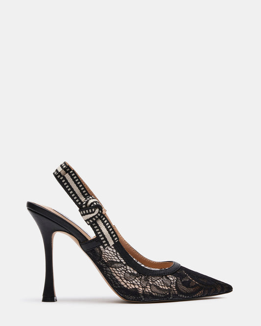 BRI Black Lace Slingback Pump Women's Heel | Steve Madden Hot Sale