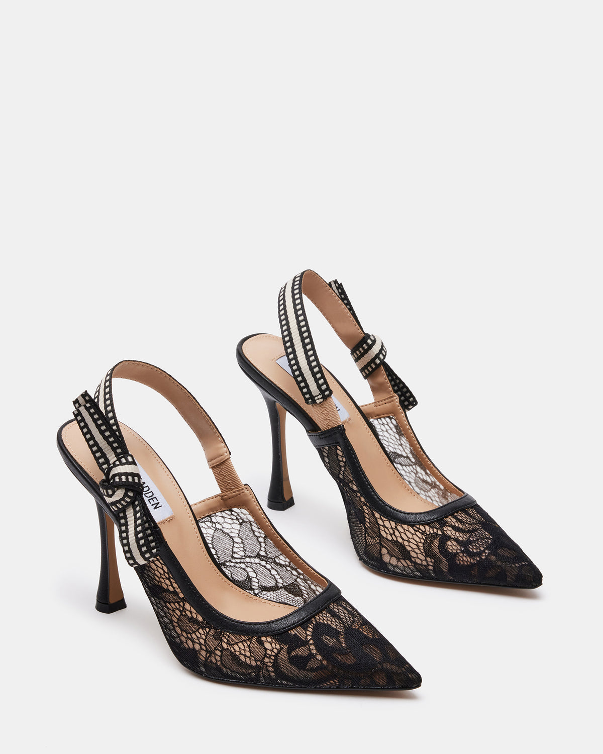 BRI Black Lace Slingback Pump Women's Heel | Steve Madden Hot Sale