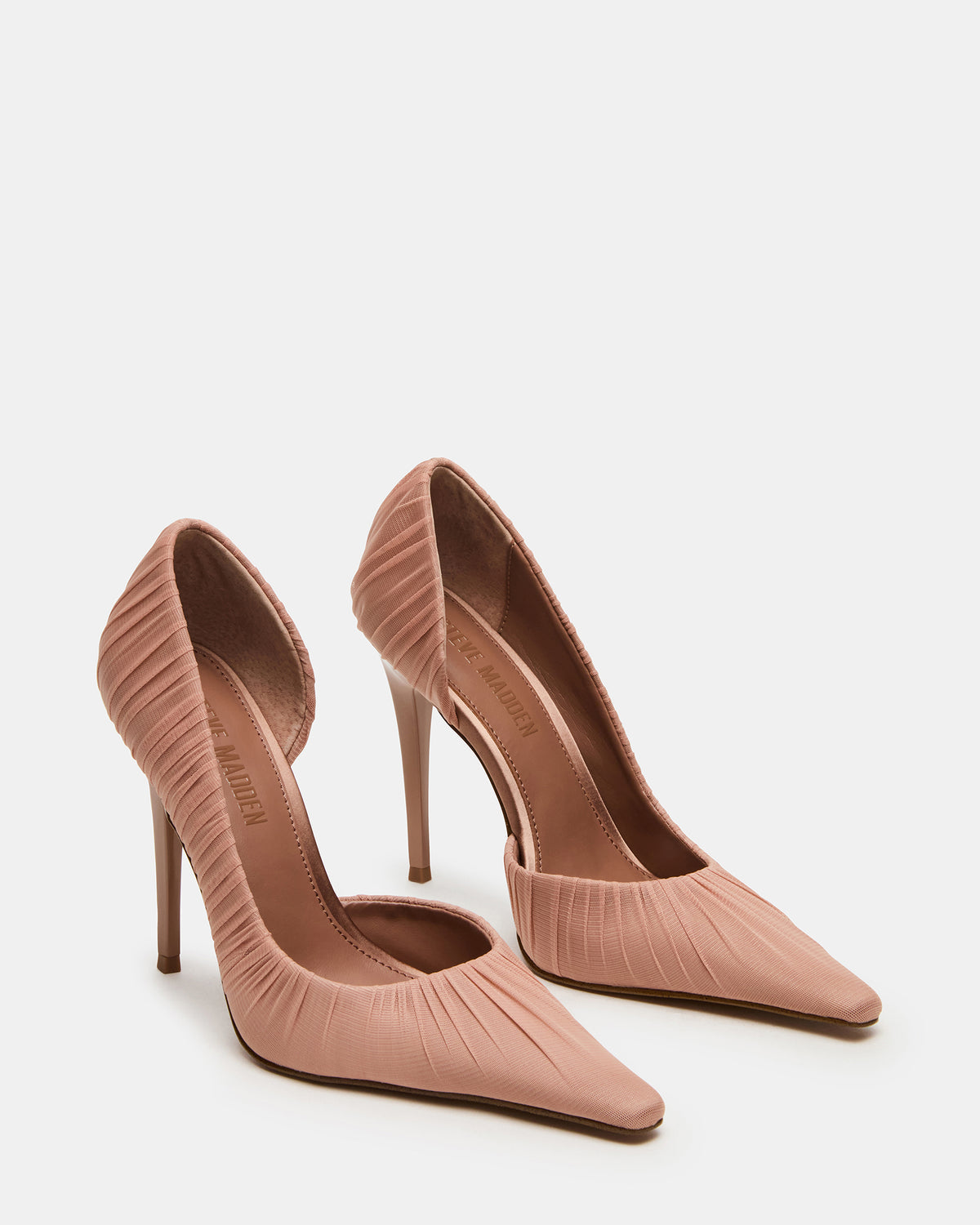 ELEGANT Mocha Ruched Pointed-Toe Stiletto Pump Women's Heel | Steve Madden Exclusive