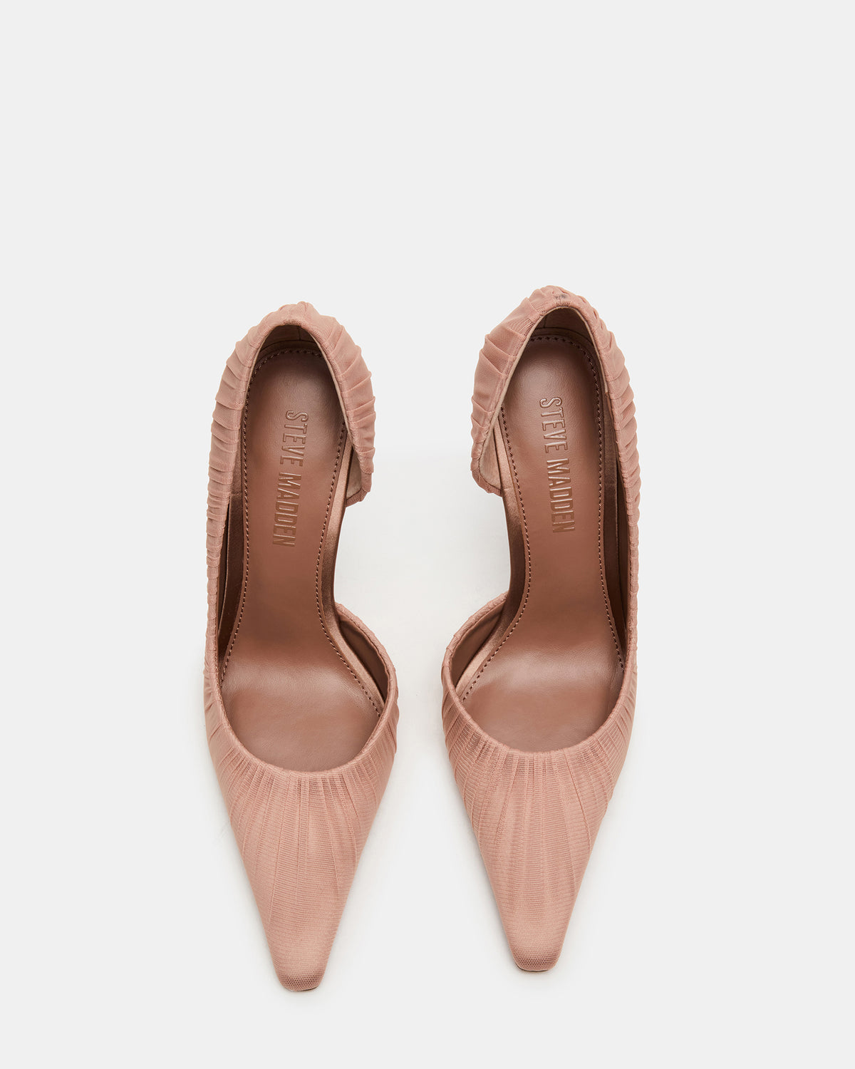 ELEGANT Mocha Ruched Pointed-Toe Stiletto Pump Women's Heel | Steve Madden Exclusive