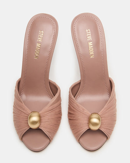 PRIYA Mocha/Gold Mule Women's Heel | Steve Madden Signature