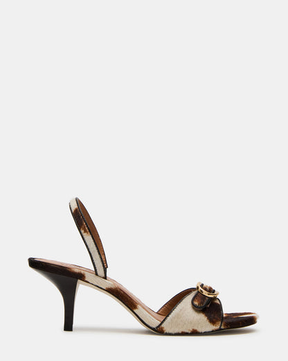 HENRIETTA Brown Cow Print Slingback Square-Toe Women's Heel | Steve Madden Value