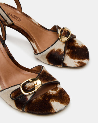 HENRIETTA Brown Cow Print Slingback Square-Toe Women's Heel | Steve Madden Value