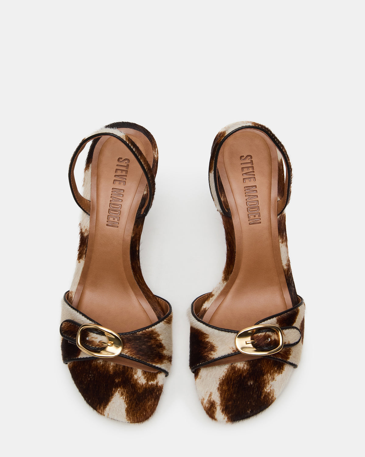HENRIETTA Brown Cow Print Slingback Square-Toe Women's Heel | Steve Madden Value
