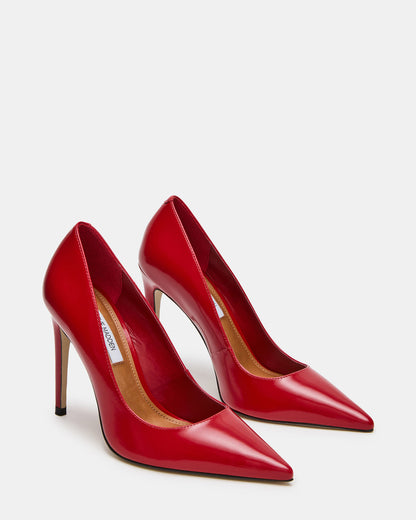 NOIR Red Leather Pointed-Toe Stiletto Pump Women's Heels | Steve Madden Customer Favorite