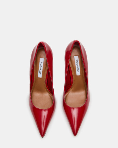 NOIR Red Leather Pointed-Toe Stiletto Pump Women's Heels | Steve Madden Customer Favorite