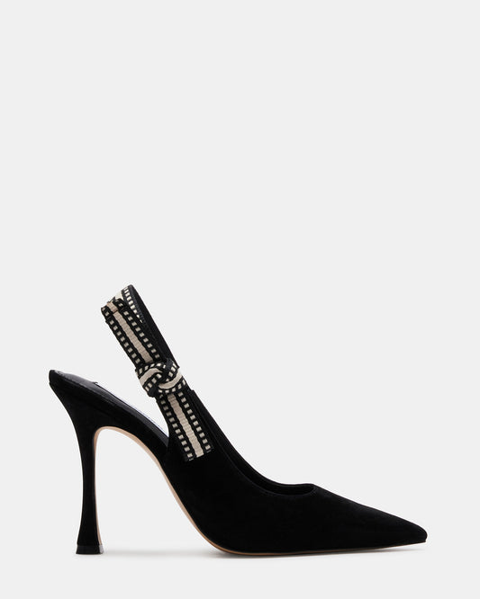 BRI Black Suede Slingback Pump Women's Heel | Steve Madden Top Pick