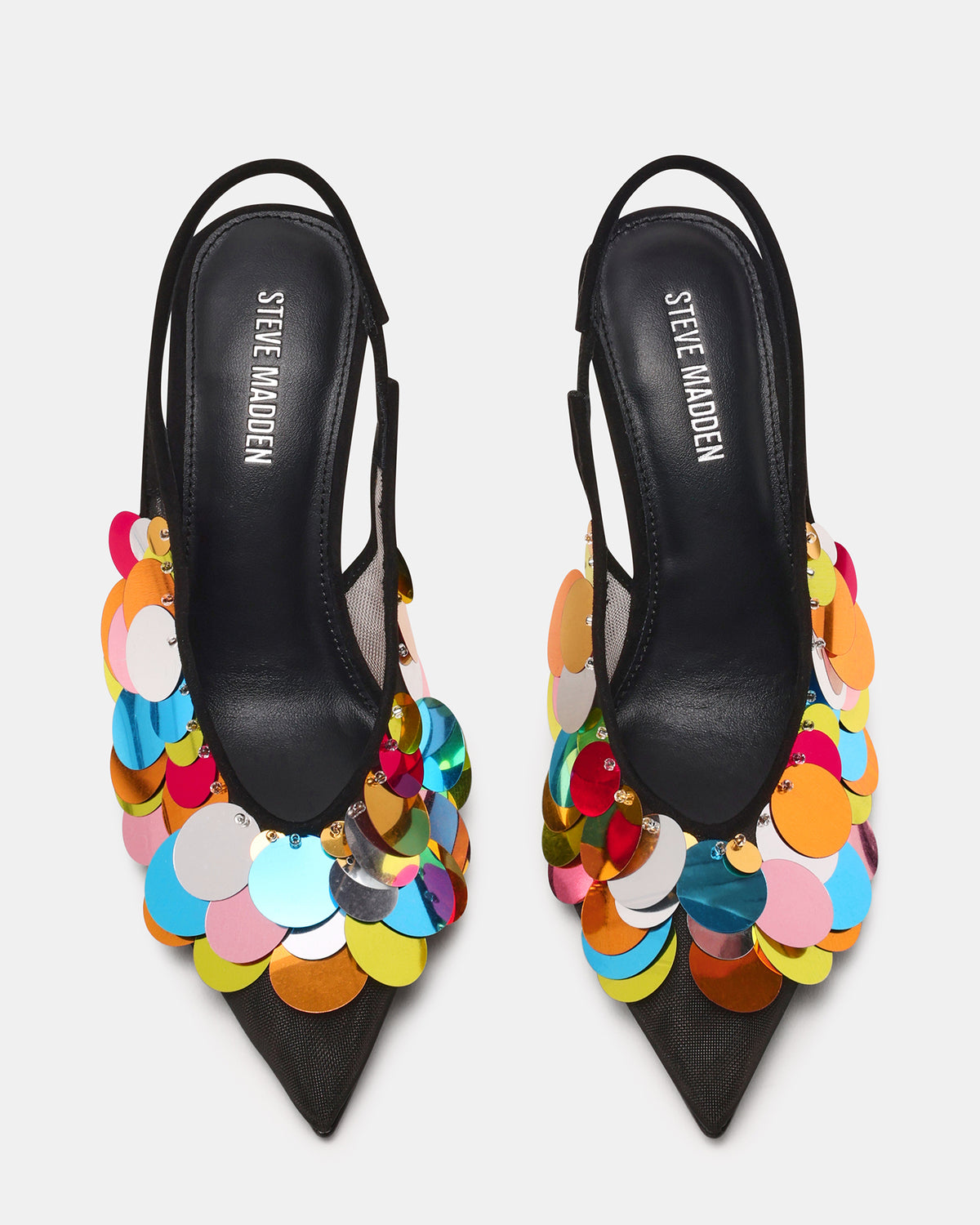 AVID Black Sequin Mesh Slingback Pointed Toe Pump Women's Heel | Steve Madden Customer Favorite