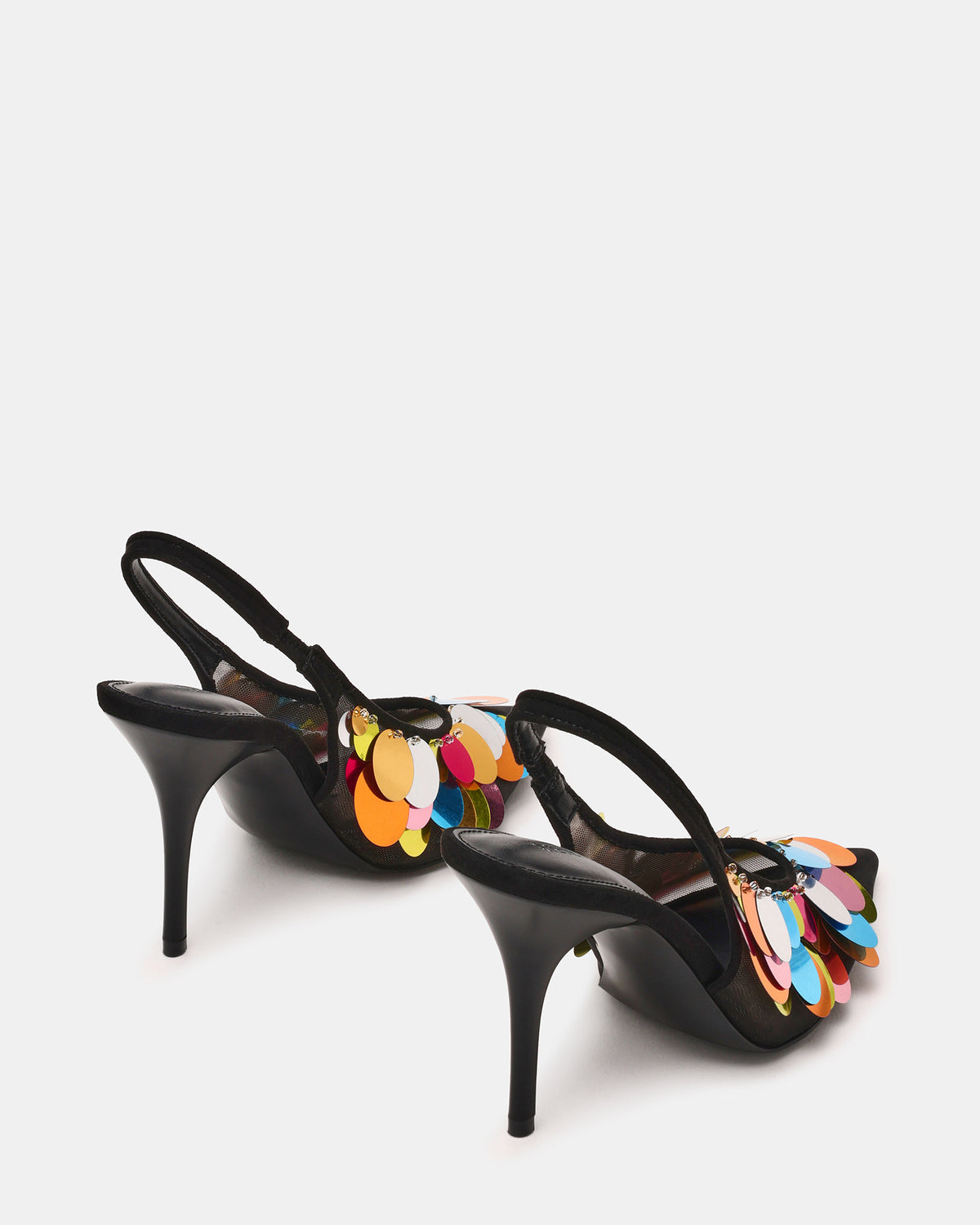 AVID Black Sequin Mesh Slingback Pointed Toe Pump Women's Heel | Steve Madden Customer Favorite