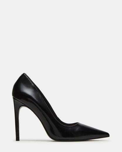 NOIR Black Leather Pointed-Toe Stiletto Pump Women's Heels | Steve Madden Trending