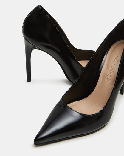 NOIR Black Leather Pointed-Toe Stiletto Pump Women's Heels | Steve Madden Trending