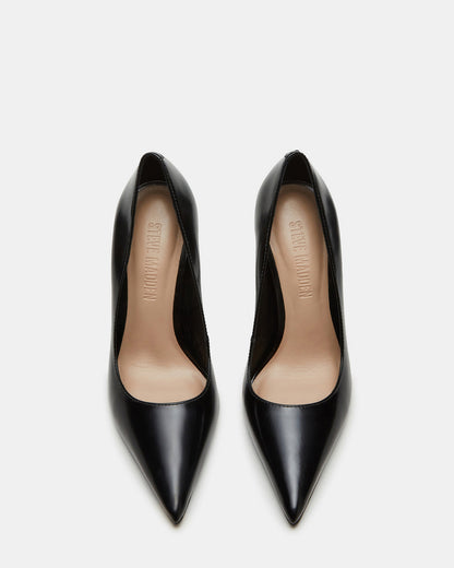 NOIR Black Leather Pointed-Toe Stiletto Pump Women's Heels | Steve Madden Trending