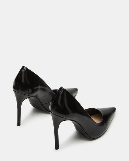 NOIR Black Leather Pointed-Toe Stiletto Pump Women's Heels | Steve Madden Trending