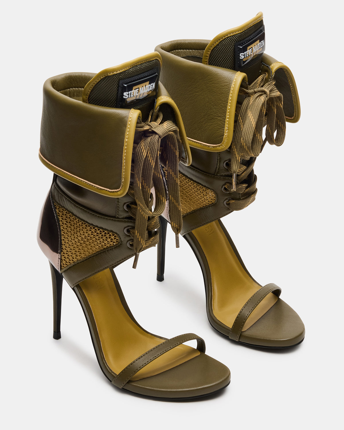 CASELLA Olive Open-Toe Stiletto Lace-Up Women's Heel | Steve Madden Great Value