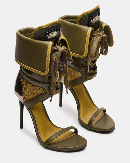 CASELLA Olive Open-Toe Stiletto Lace-Up Women's Heel | Steve Madden Great Value