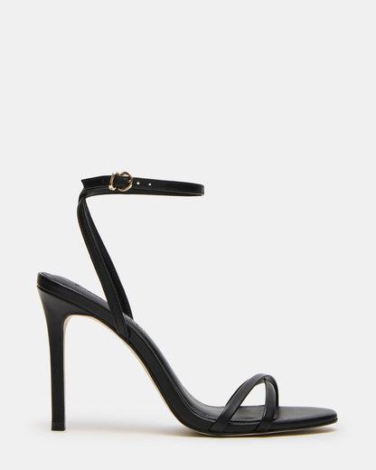 JYPSEY Black Leather Strappy Stiletto Women's Heel | Steve Madden Best Seller