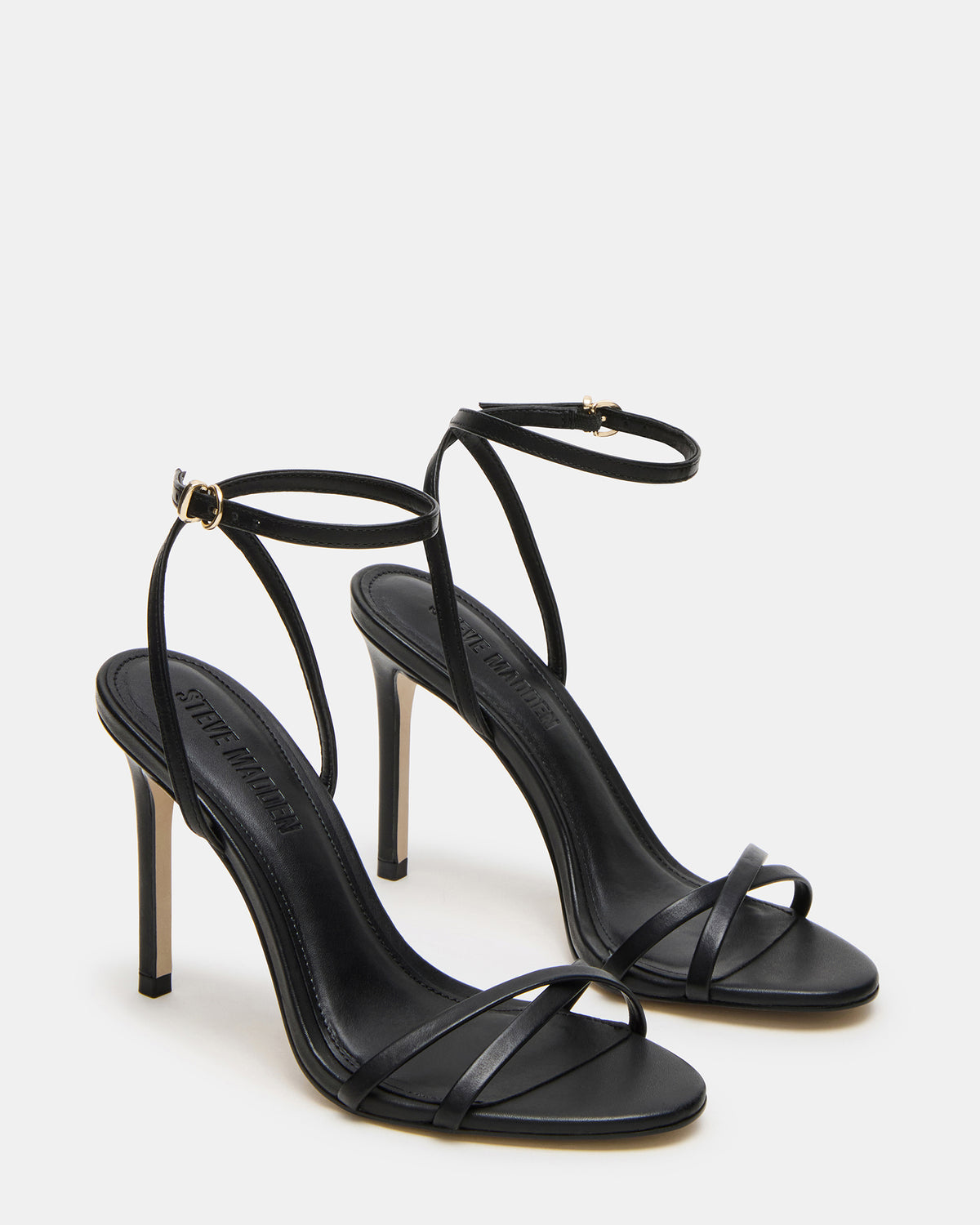 JYPSEY Black Leather Strappy Stiletto Women's Heel | Steve Madden Best Seller