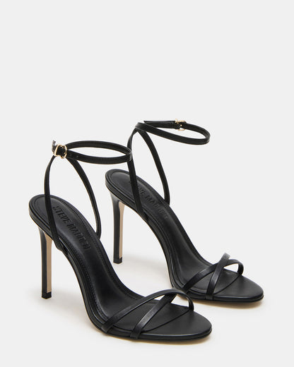 JYPSEY Black Leather Strappy Stiletto Women's Heel | Steve Madden Best Seller