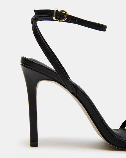 JYPSEY Black Leather Strappy Stiletto Women's Heel | Steve Madden Best Seller
