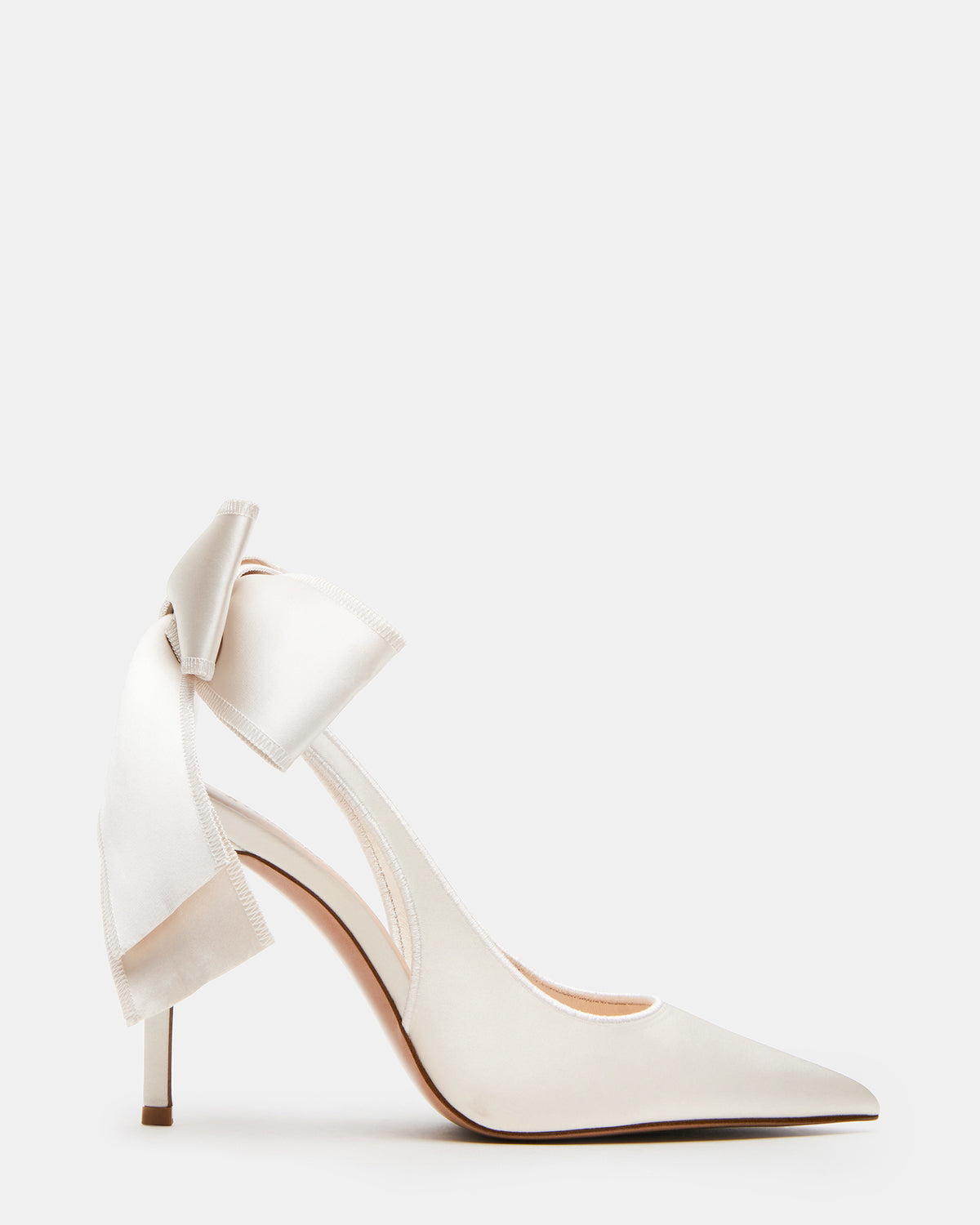 TEACUP Ivory Satin Women's Pointed-Toe Slingback Heel | Steve Madden Value